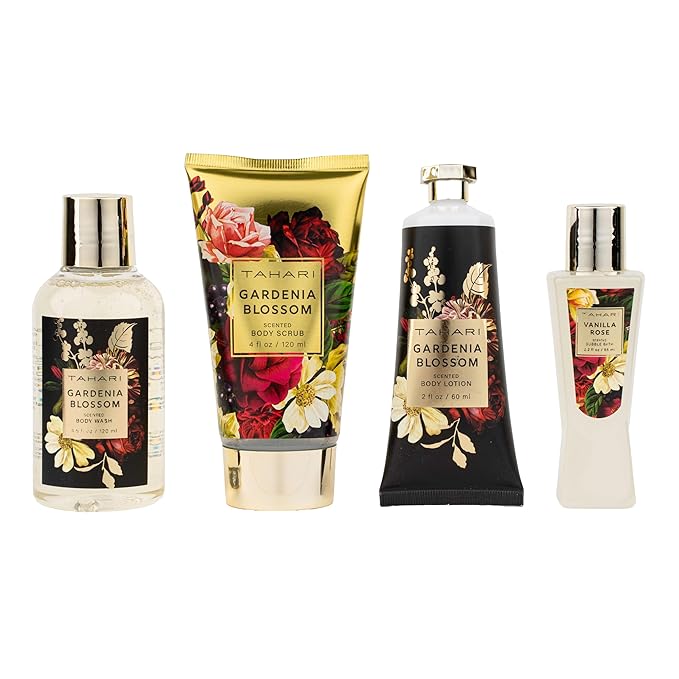 Tahari Vanilla Jasmine Spa Gift Set for Women – Luxurious Bath Kit with Body Lotion, Body Wash, Hand Cream & Body Mist – Perfect SelfcareGifts for Women (Midnight Floral)