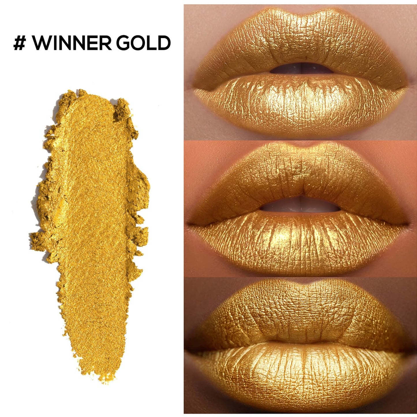 Moisture Gold Lipstick for Women Hydrate Tinted Lip Balm for Dry Cracked Lips Glossy Lip Color Juicy Finish, MA072 Winner Gold