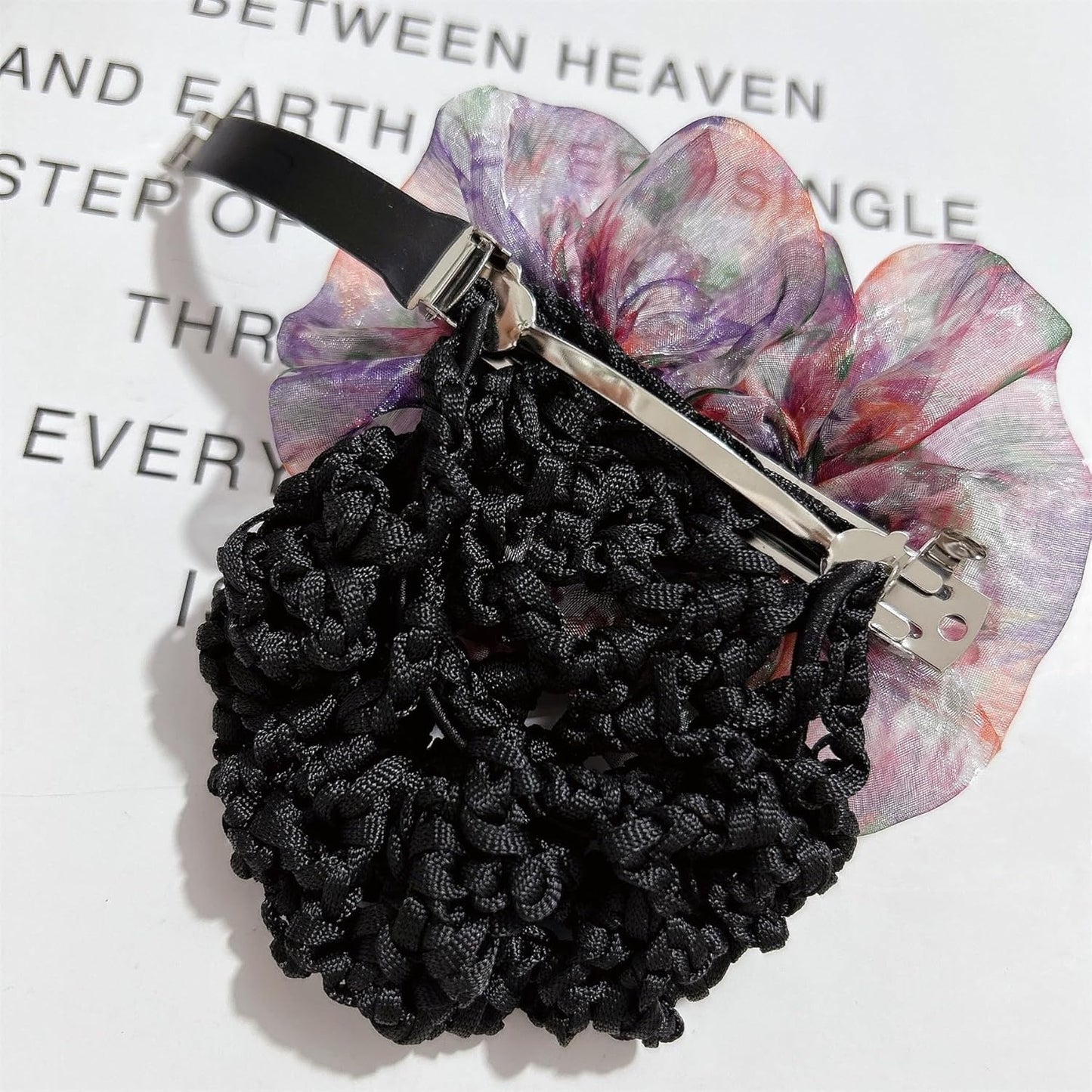 3 Pcs Flower Hair Bun Holder Covers for Women with Bowknot Hair Clips, Barrette Ribbon, and Snood Hairnet