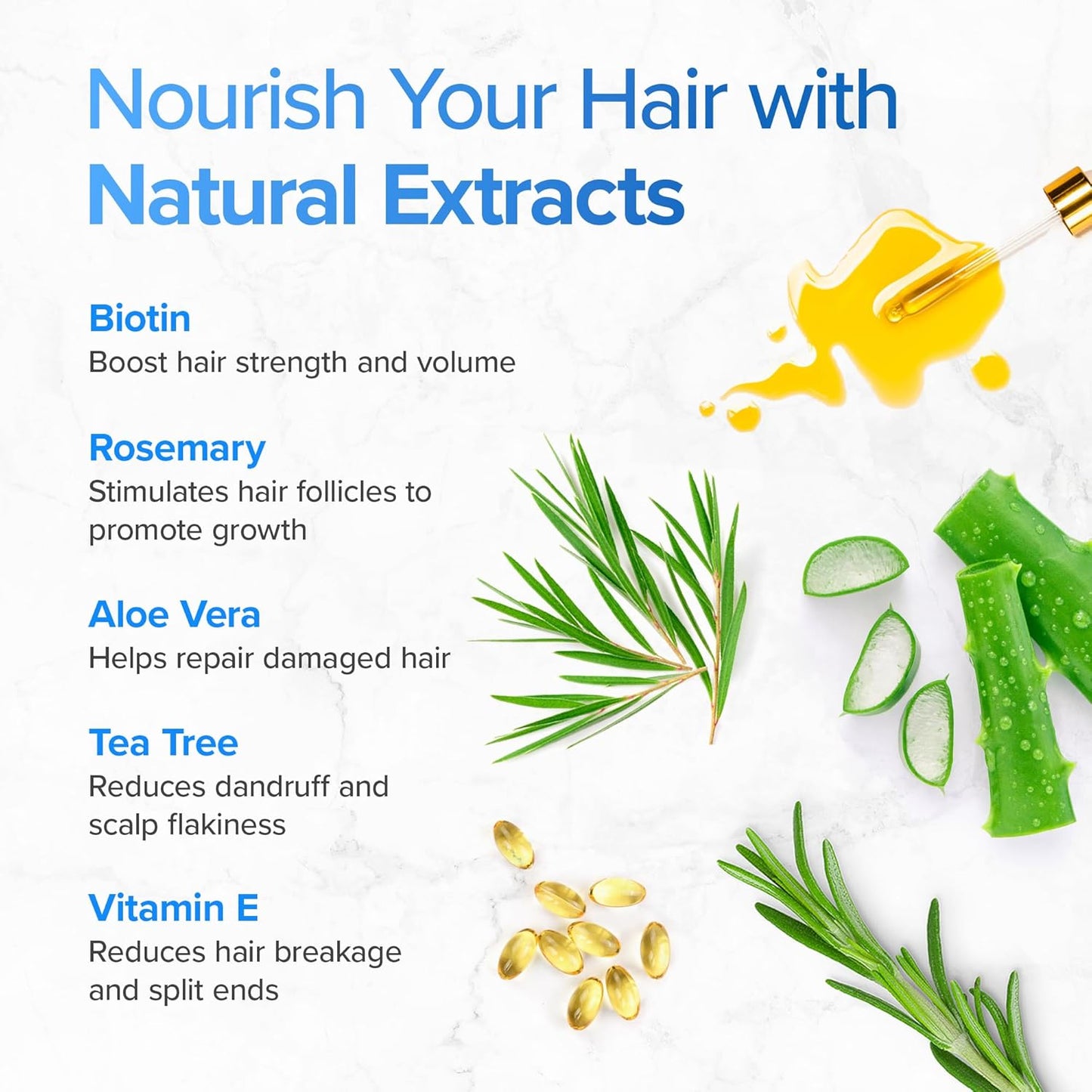 Biotin Hair Growth Shampoo and Conditioner Set - Sulfate Free, Deep Conditioner for Dry Damaged Hair - Made in USA (4 oz)