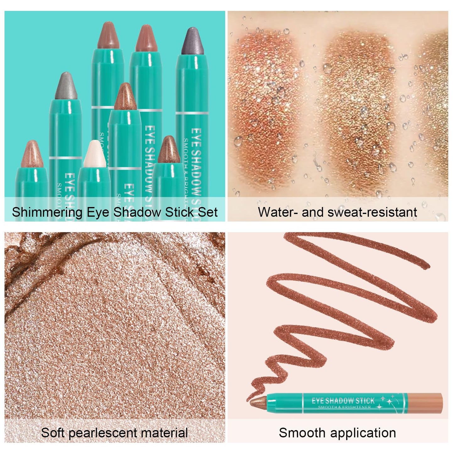 8 Colors Cream Eyeshadow Stick Set, Matte and Smooth Eye Shadow Sticks, Waterproof Long Lasting High Pigmented Eye Shadow Sticks