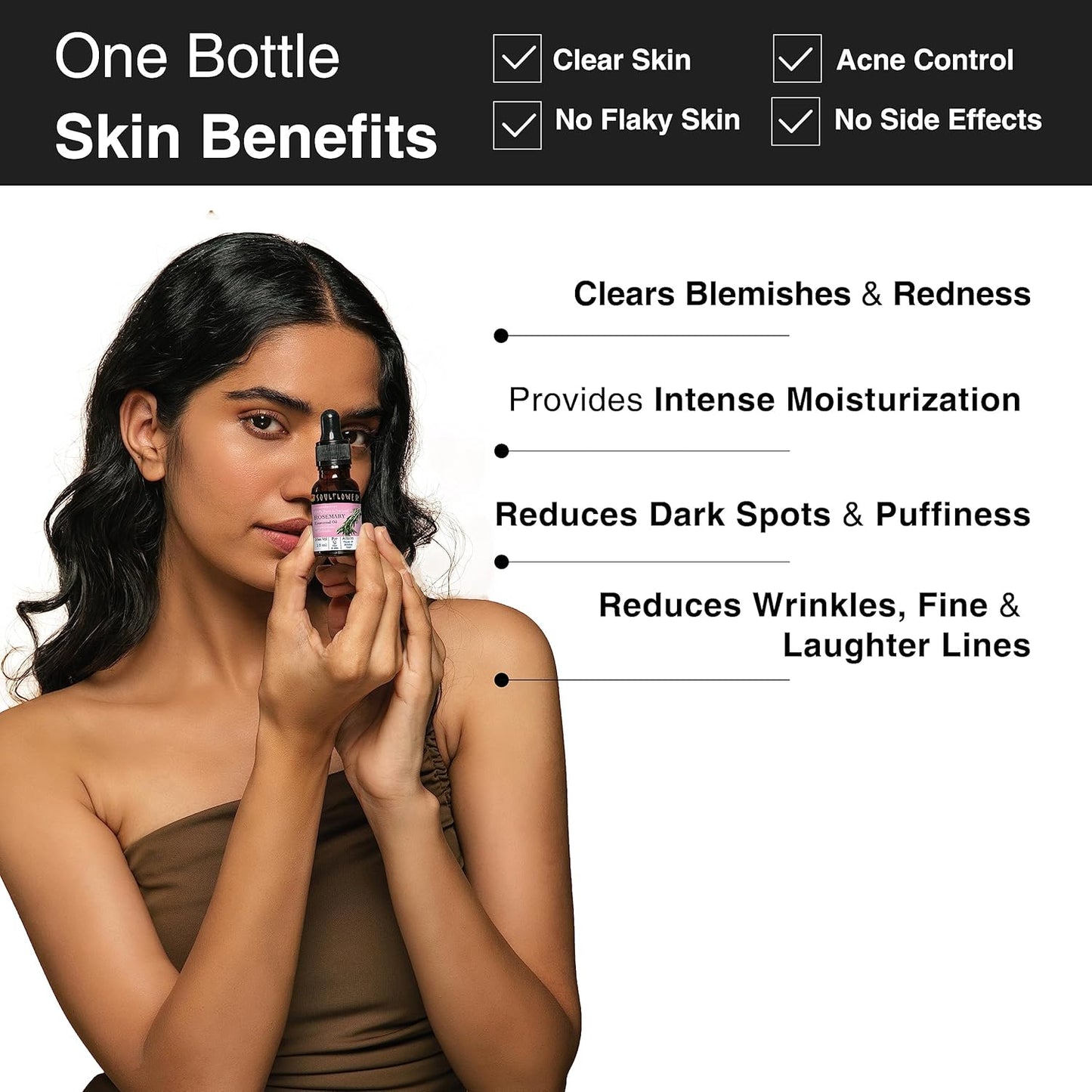 Soulflower 100% Pure Rosemary Oil for Hair Growth, Hair Fall Control, Strengthening, Volumising Hair Oil for All Types | Organic Certified (1 fl oz)