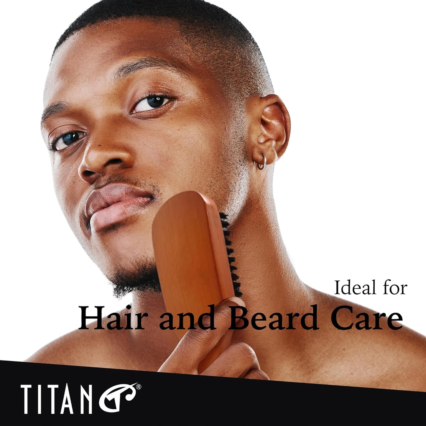 Titan Club Wave Brush for Men - 100% Natural Boar Bristles, Durable Wooden Handle, Smoothing Brush for All Hair Types, Restores Shine and Waves