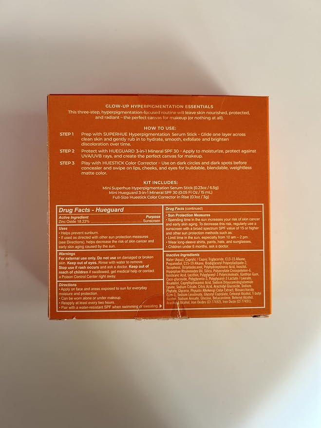 Live Tinted Essentials Glow Up Set: Includes Mini Superhue Serum Stick, Mini Hueguard 3-in-1 Mineral SPF 30, and Full-sized Huestick in Rise, 3-Piece Set