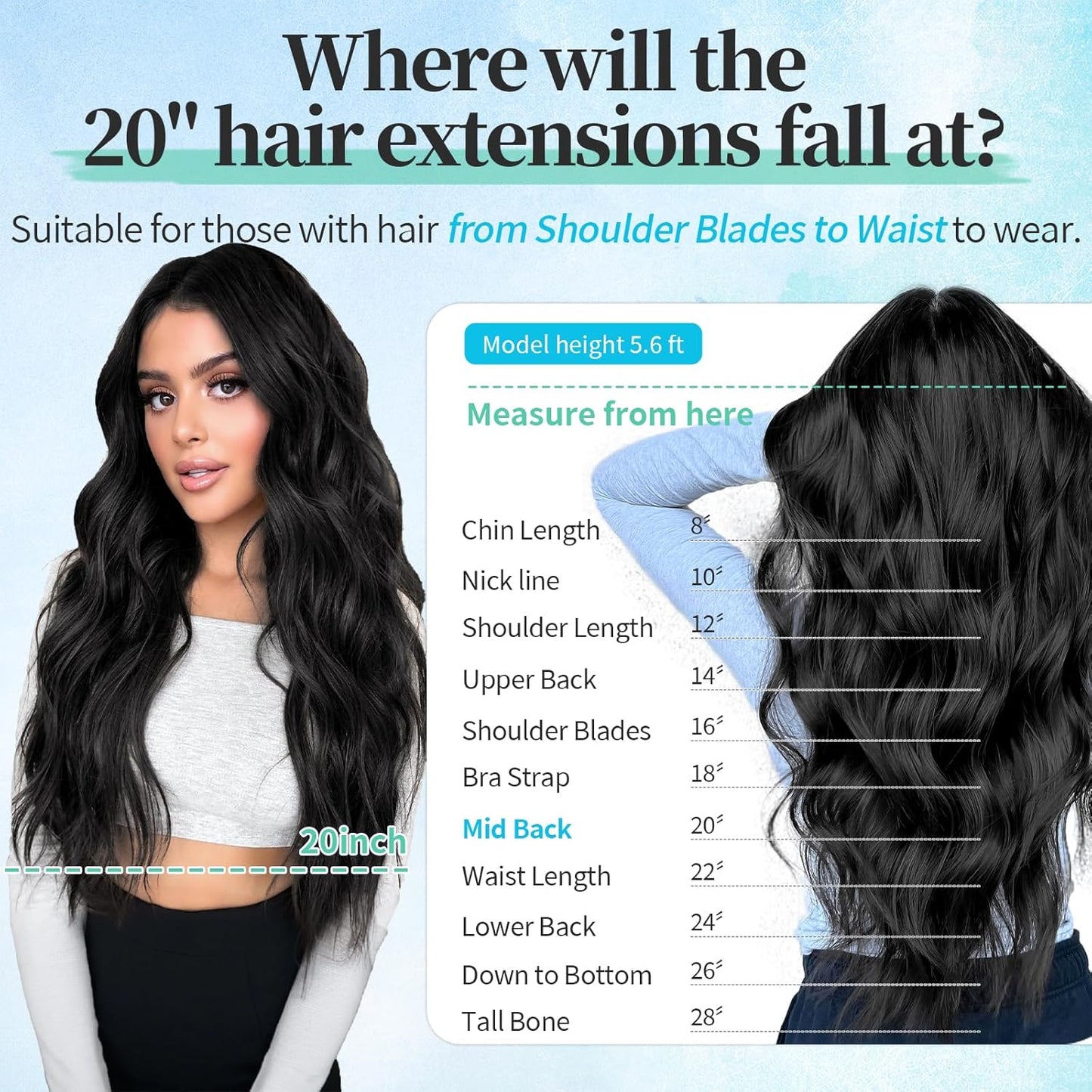 KooKaStyle Clip in Synthetic Hair Extensions Long Wavy 4PCS Thick Hairpieces Dark Brown 6# Fiber Double Weft Natural Hair Extensions 24 Inch for Women