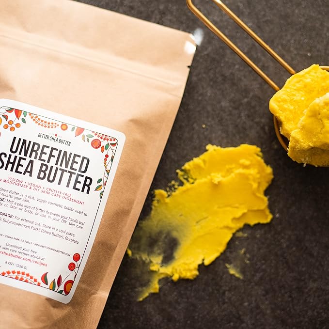 Better Shea Butter Yellow Shea Butter | Raw, Unrefined, Pure | Use for Hair, Soap Making, DIY Lotions | 8 oz block
