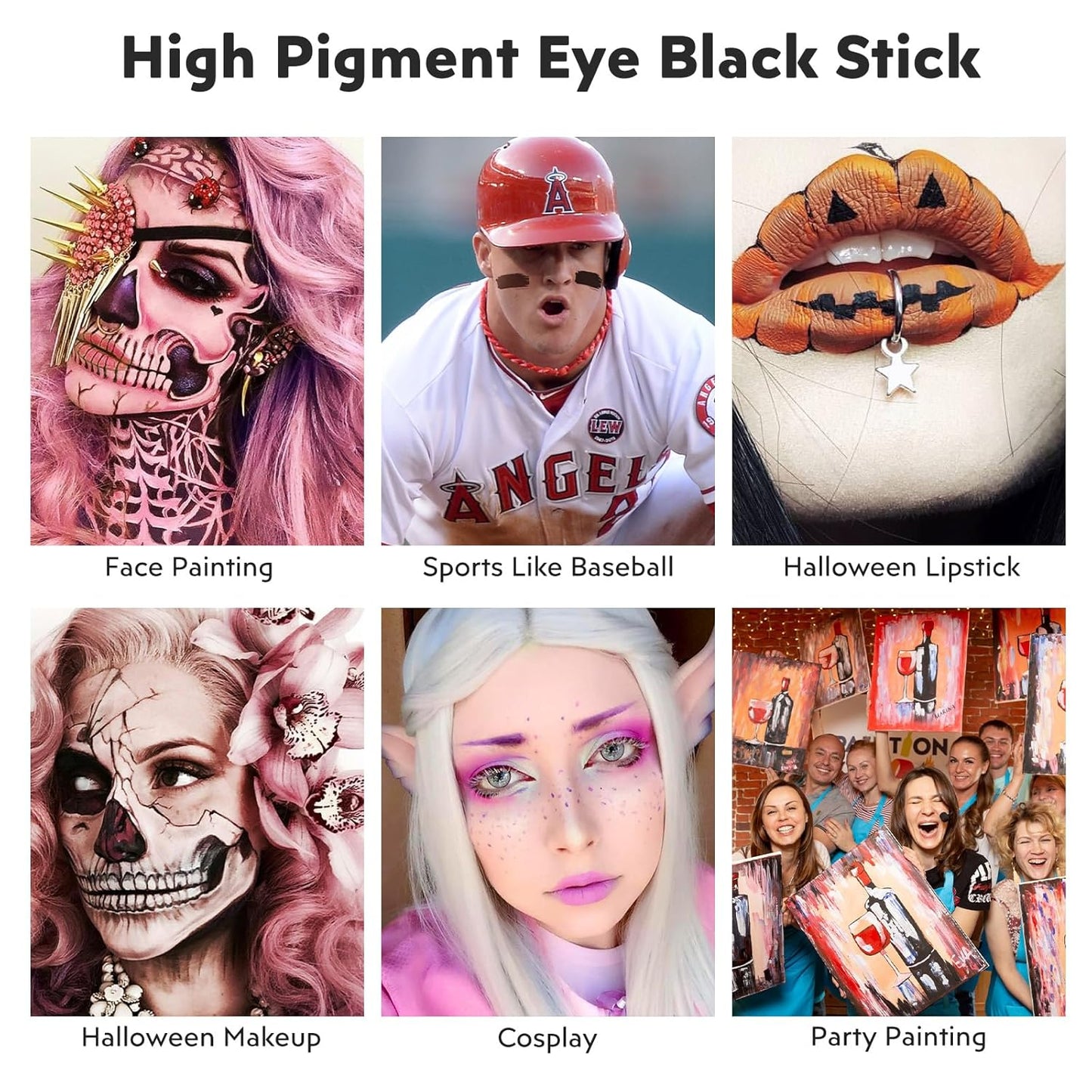 Black and White Face Paint Halloween Makeup Kit, Matte Lipstick Set Eye Black Stick, Body Paint Face White Foundation Makeup for Halloween Zombie Clown Vampire Skeleton Skull Joker