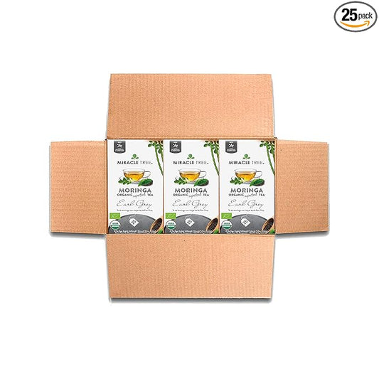 Miracle Tree - 3 Count of Organic Moringa Superfood Tea, 25 Individually Sealed Tea Bags, Earl Grey (Keto, Detox, Energy/Immunity Booster, Vegan, Gluten-Free, Organic, Non-GMO, Lightly Caffeinated)