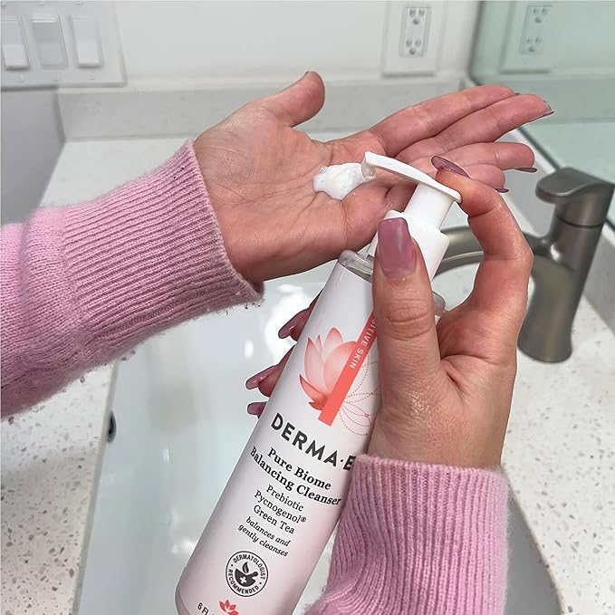 Derma E Pure Biome Balancing Cleanser- For Sensitive Skin Fragrance-Free, 6oz