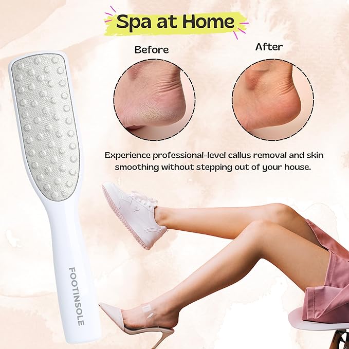 Professional Dual-Sided Foot File : The Essential Callus Remover for Effortlessly Smooth and Soft Feet (White)