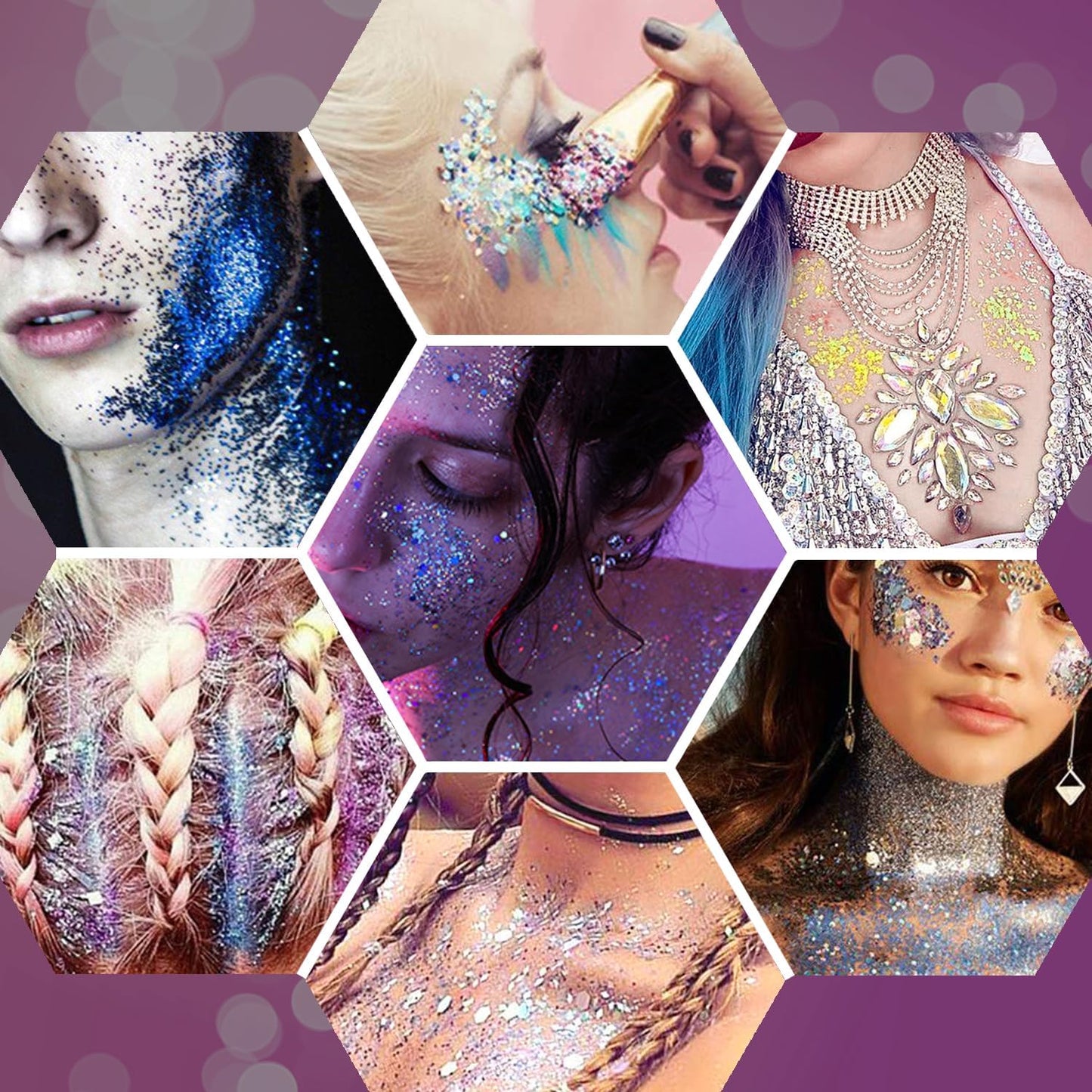 JASSINS 2PCS Body Glitter, 100ml Patriotic Pride Face Glitter Gel, 4th of July Outfits for Women Girls Kids, Glitter Makeup Tween Gifts, Festival Rave Accessories, Chunky Sequins Glitter