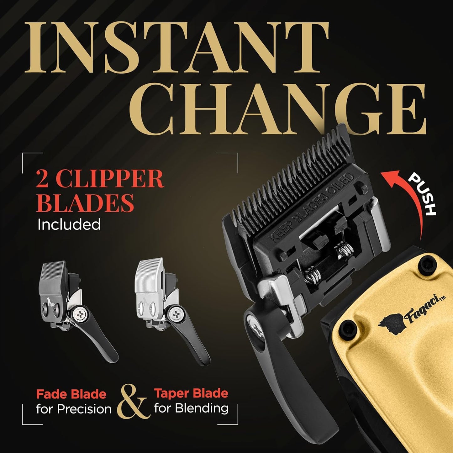 Fagaci Professional Hair Clippers for Men with Superior Precision, Brushless Motor Barber Clippers and Trimmers Set, 5X Longer Sharpness Hair Cutting Kit, Mens Haircut Cordless Clipper for Barber