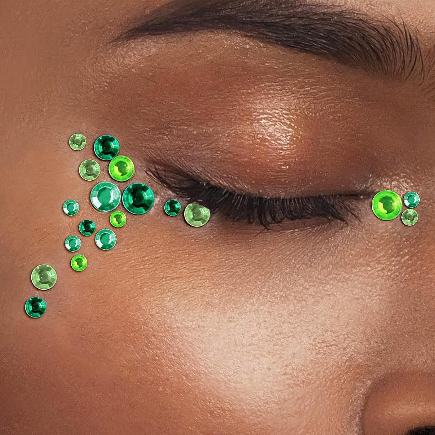 Self Adhesive Face Gems and Pearls for Makeup, Festival Jewels, Hair Gems, Rhinestone Stickers for Face, Eye, Makeup, Nail, Body, Crafts 3/4/5/6 mm 975Pcs (10.gem_mixedgreen)