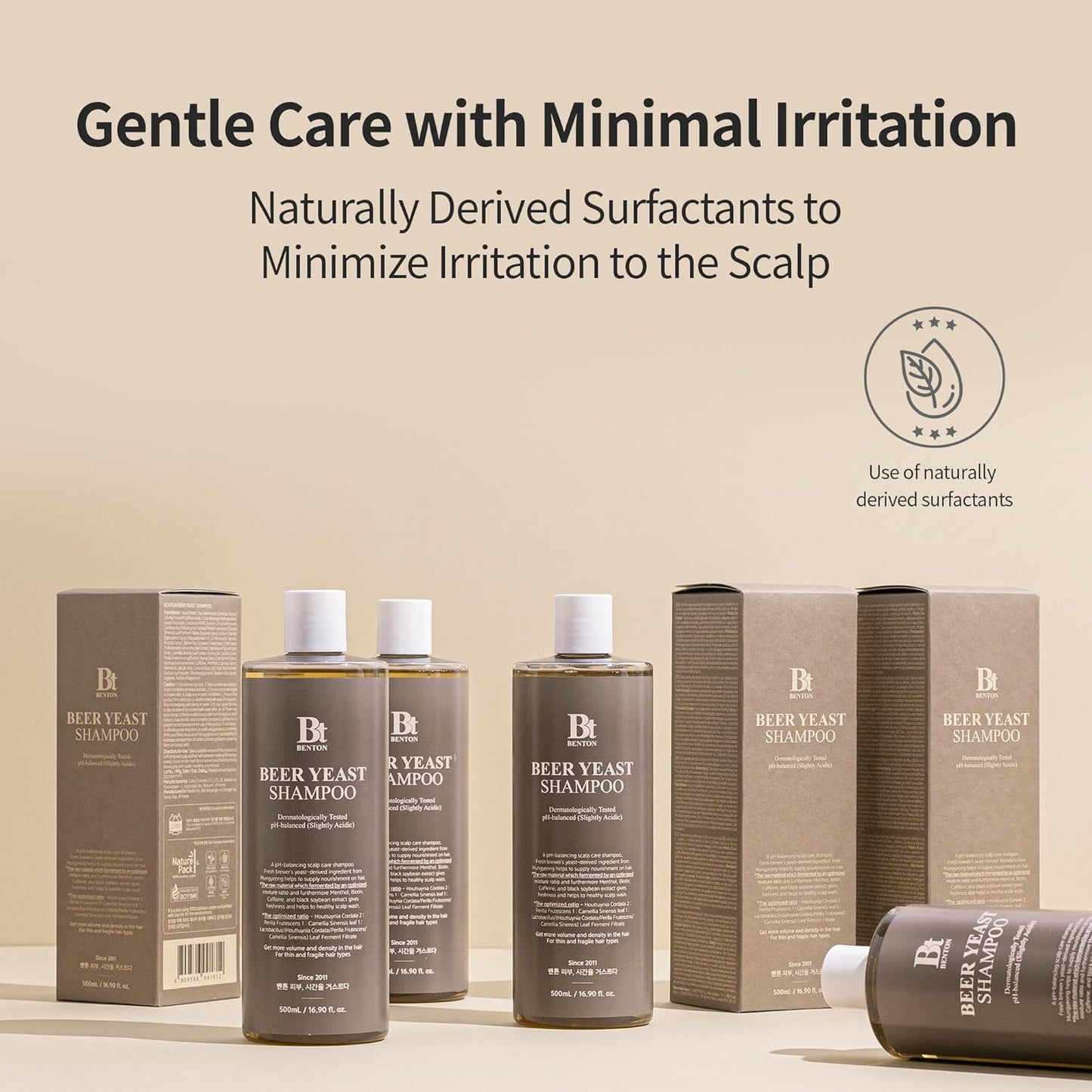 BENTON Beer Yeast Shampoo, Hair Loss Relief Biotin Shampoo for Thinning Hair – Volumizing, Regrowth Therapy, Scalp Calming – Paraben, Sulphate Free - 16.0 fl.oz.