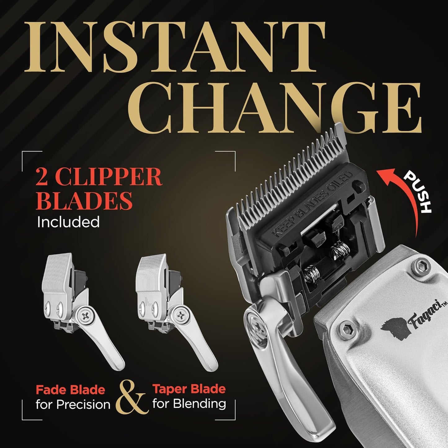 Fagaci Professional Hair Clippers for Men with Superior Precision, Brushless Motor Barber Clippers and Trimmers Set, 5X Longer Sharpness Hair Cutting Kit, Mens Haircut Cordless Clipper for Barber