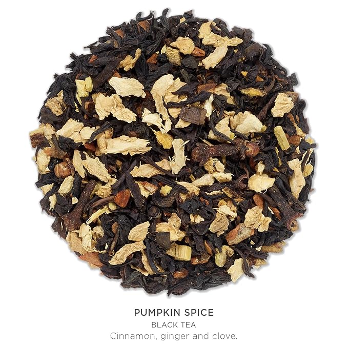 Tea Forte Pumpkin Spice Black Tea Petite Presentation Box Mother's Day Tea Gift Set Sampler, 10 Individually Wrapped Handcrafted Pyramid Infuser Bags