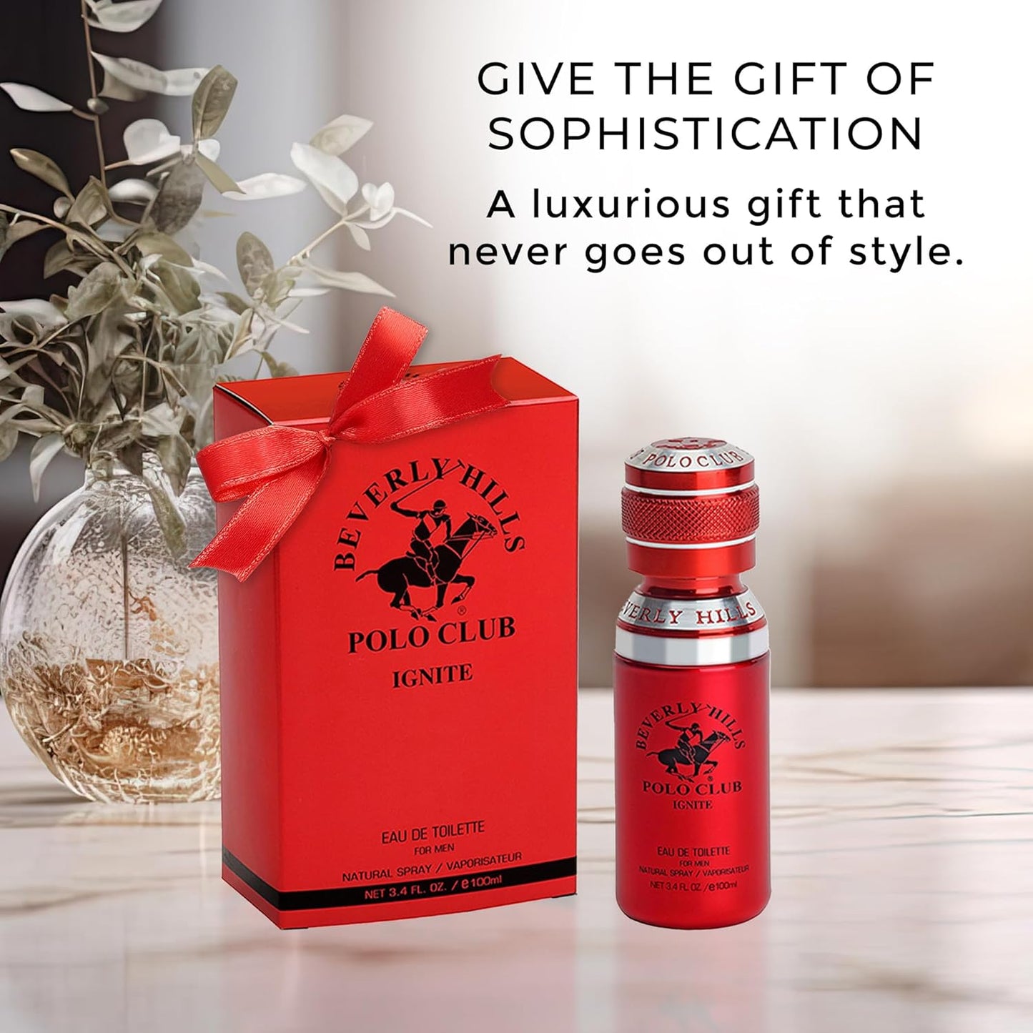 Beverly Hills Polo Club IGNITE - Cologne for Men with Notes of Vanilla, Cacao, Patchouli & Orchid - Sweet Floral Sexy Fragrance Scent - Eau De Toilette Spray 3.40fl.oz / 100ml