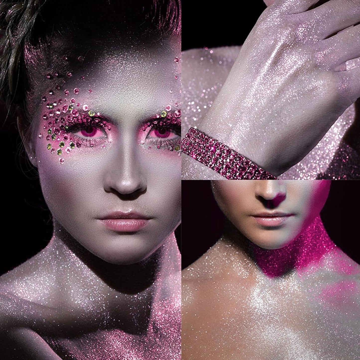 MEICOLY Pink Body Glitter Spray,100ML(3.53OZ),Liquid Glitter Hairspray,Sparkle Glitter Spray for Hair/Body/Clothes,Body Shimmer for Skin,Lightweight,Long Lasting