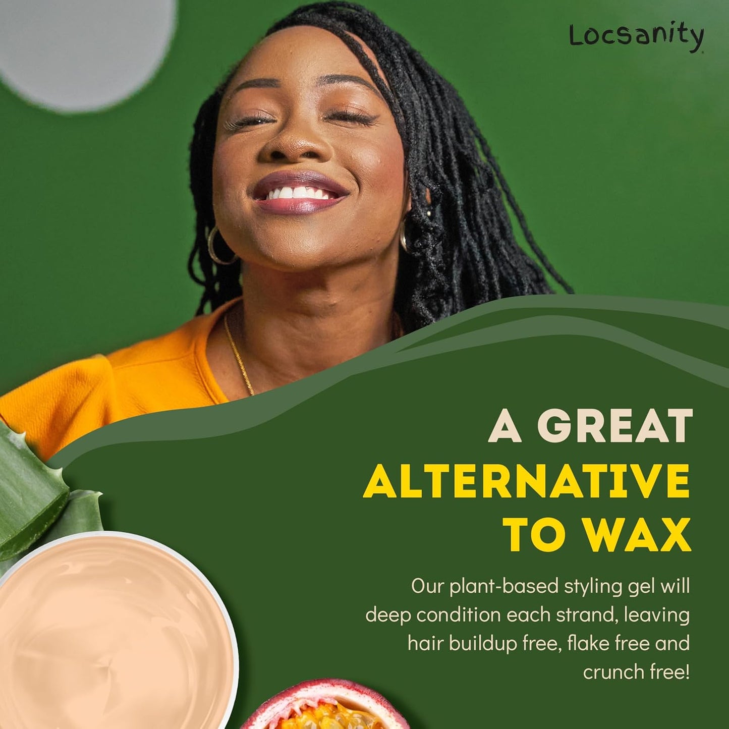 Locsanity Passion Fruit Conditioning and Styling Hair Gel – Braiding Gel for Dreadlocks, Twists and Sisterlocks, Loose Natural Hair, and All Types of Locs