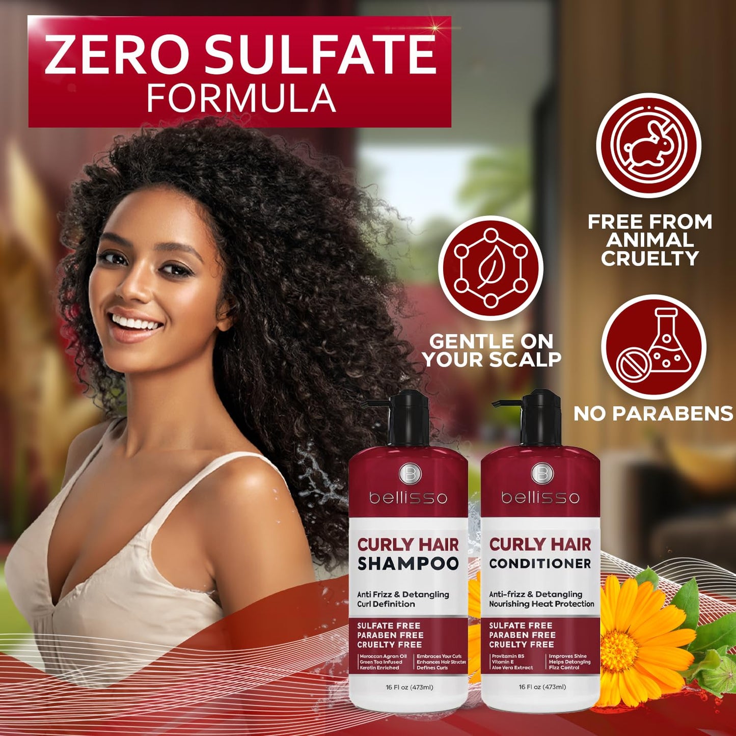 Curly Hair Shampoo and Conditioner Set - For Defining Wavy, Permed, Frizzy, Fine and Black Curls - Moisturizing, Sulfate Free Formula for Women and Men - Products are Safe for Color Treated Locks