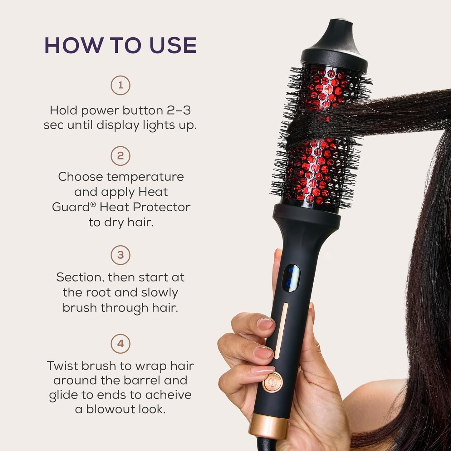 Sutra Thermal Brush - Lightweight Heated Round Brush for Hair Styling & Blow Out - Digital Display, Auto Shut-Off & Ionic Technology - Professional Styling Tools for All Hair Types