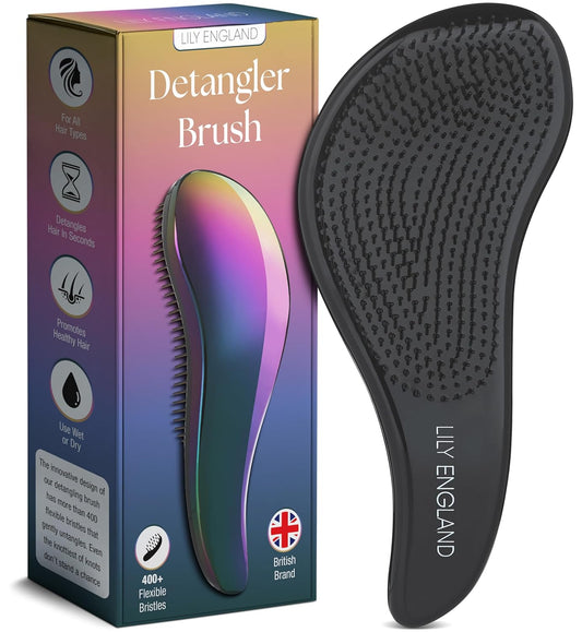 Lily England Hair Brushes for Women with Flexible Bristles - Pain-Free Detangler Brush for Curly, Thick, Straight & Natural Hair - Gentle Hairbrush for Women - Petrol Color