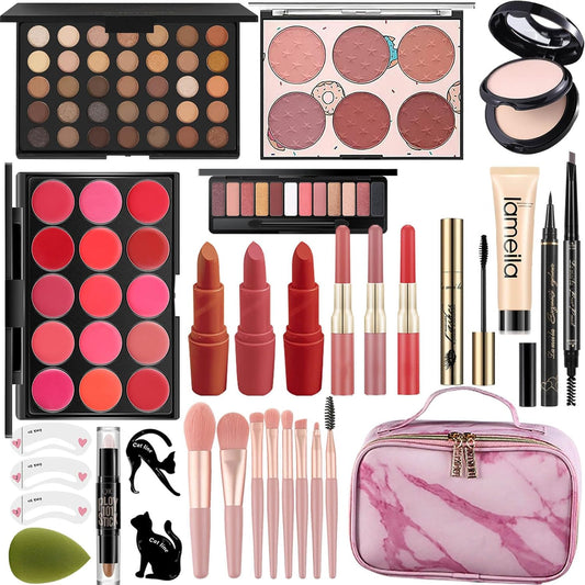 MISS ROSE M All In One Makeup Kit, Makeup Kit for Women Full Kit,Multipurpose Women's Cosmetics Set,Beginners and Professionals Alike,Easy to Carry(DLS-Pink)
