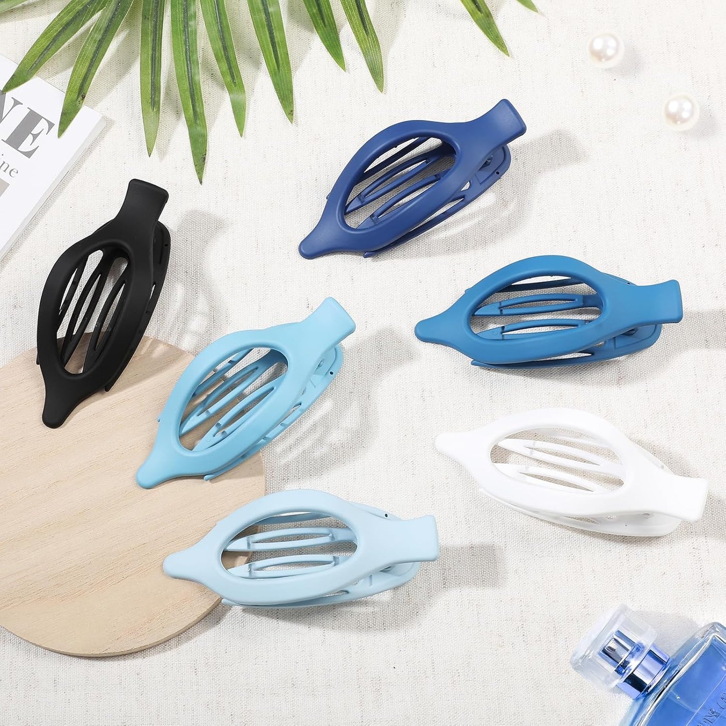 Flat Hair Clips for Women - 6 PCS French Flat Claw Clips Medium Hair Clips for Girls Large Hair Claw Clips for Thick or Thin Hair Strong Hold No Slip Hair Accessories for women (Blue)