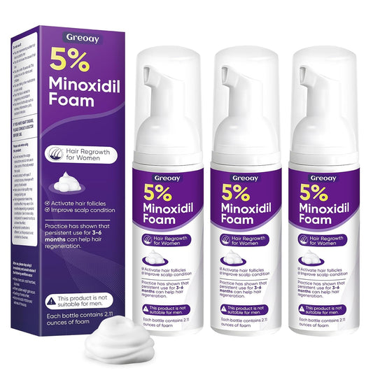 5% Minoxidil Foam for Women Hair Growth Foam Suitable for Hair Thinning Receding Hairline and Hair Loss to Hair Regrowth Get Thicker Fuller Hair 3 Bottles 2.11 Ounces Each