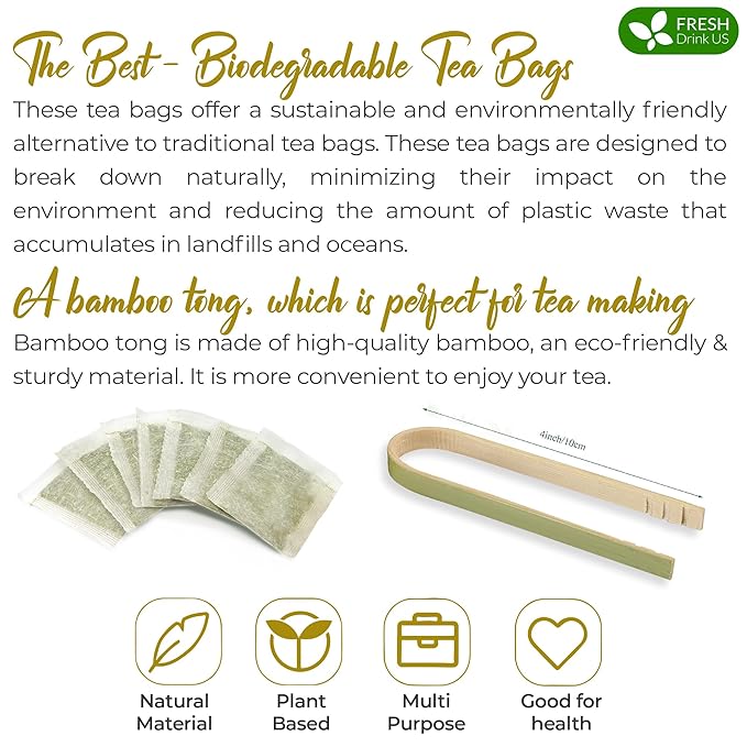 FRESHDRINKUS Premium 120 Ginger Tea Bags, 100% Natural & Pure from Ginger Roots, Ginger Tea, Ginger Herbal Tea. Ginger Tea. No Sugar, No Caffeine, No Gluten, Vegan.