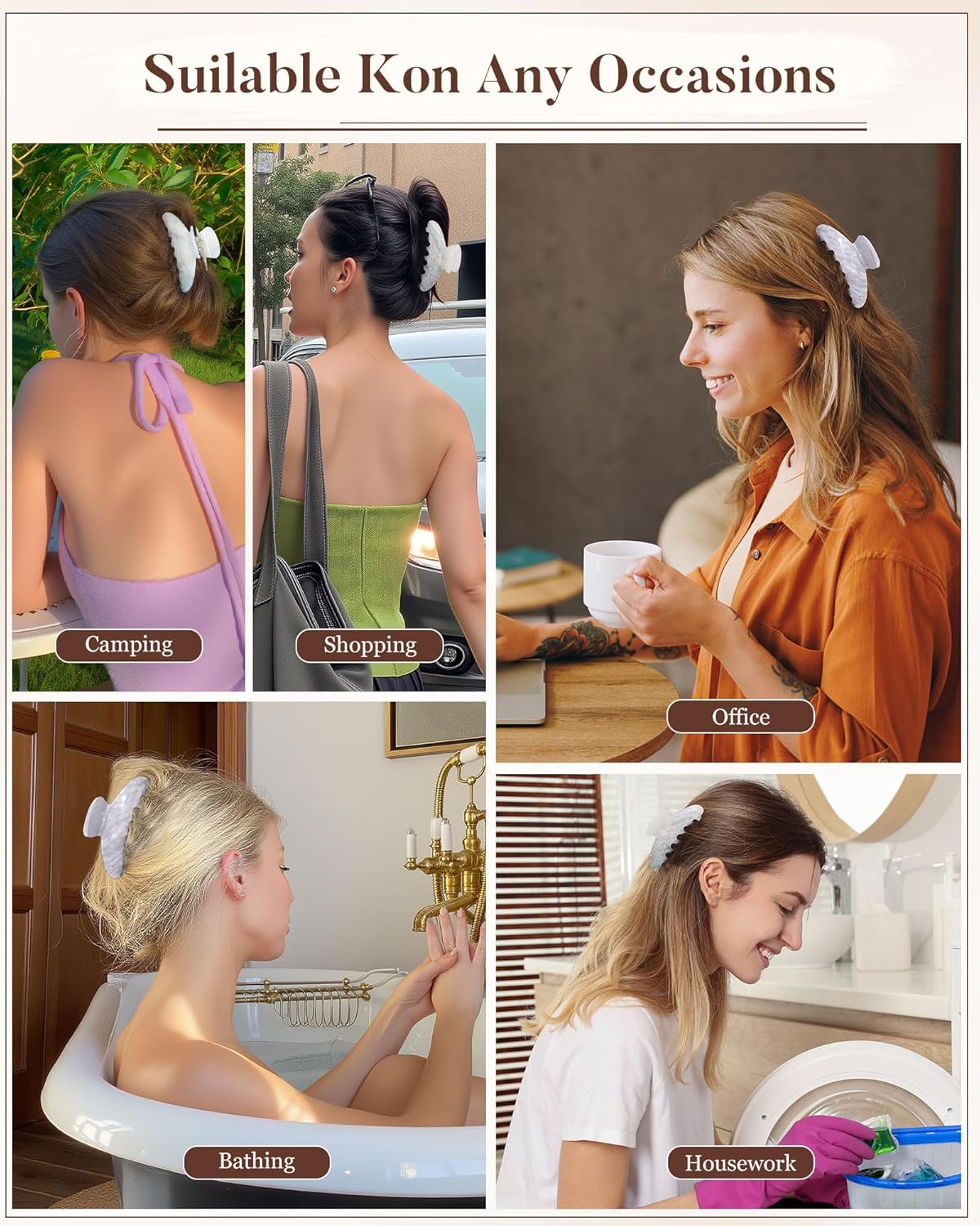 Molans 3PCS Hair Claw Clips Acrylic Clamps for women - Non-slip Strong Hold Barrettes for Thin Thick Hair, Medium hair clips Accessories