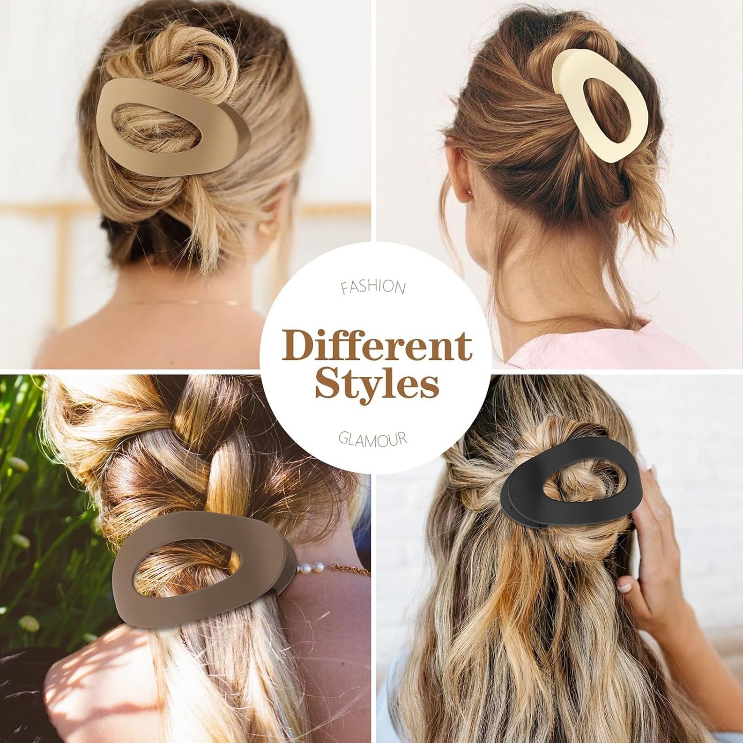 6 PCS Flat Hair Clips for Women, Medium Flat Hair Clips, Flat Claws Clips for Thick Thin Hair, Hair Claw Clips with Secure Hold Double Inner Teeth, Lay Down Claw Clip, Classic Hair Barrettes