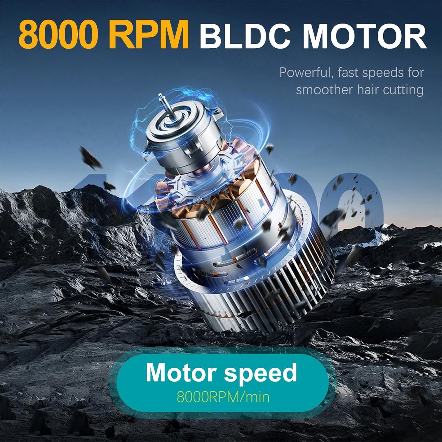 VGR 119 Professional Cordless Hair Clippers for Men, Rechargeable Barber Clippers with Base, Lithium-ion Battery Hair Cutting Machine with BLDC Motor and Ceramic Blades for Home and Barber, Gold