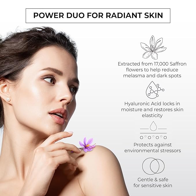 ABERA Saffron Serum For Melasma Treatment, Renewing for Face, Anti-Aging Treatment for Fine Lines & Wrinkles, High Potency Saffron Extract, Hydrating Serum, Dark Spot Remover (2 BOXES)