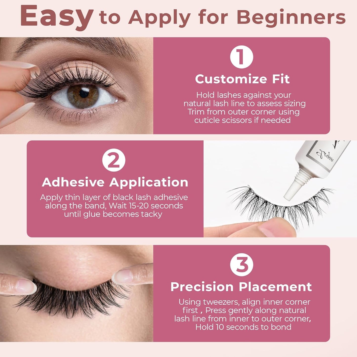 Cat Eye Lashes – Natural Wispy False Eyelashes with Clear Band, Reusable Fake Eyelash Strip Lashes for Daily Wear, 7 Pairs Natural Look