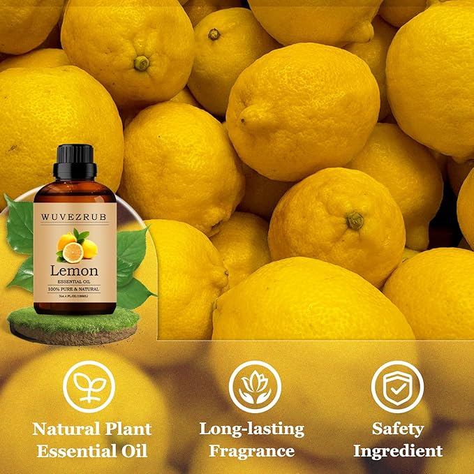 Lemon Essential Oils 120ML, Pure Lemon Essential Oil for Aromatherapy Diffuser - 4 Fl Oz