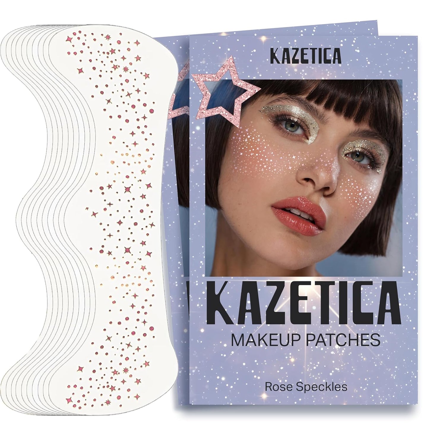 Glitter Freckles Face Tattoo, 10 Pcs Rose Gold Face Glitter Freckles for Women, Festival Outfits for Women Rave Accessories Fake Tattoos, Sparkle Makeup Patches, Waterproof Speckles Patches