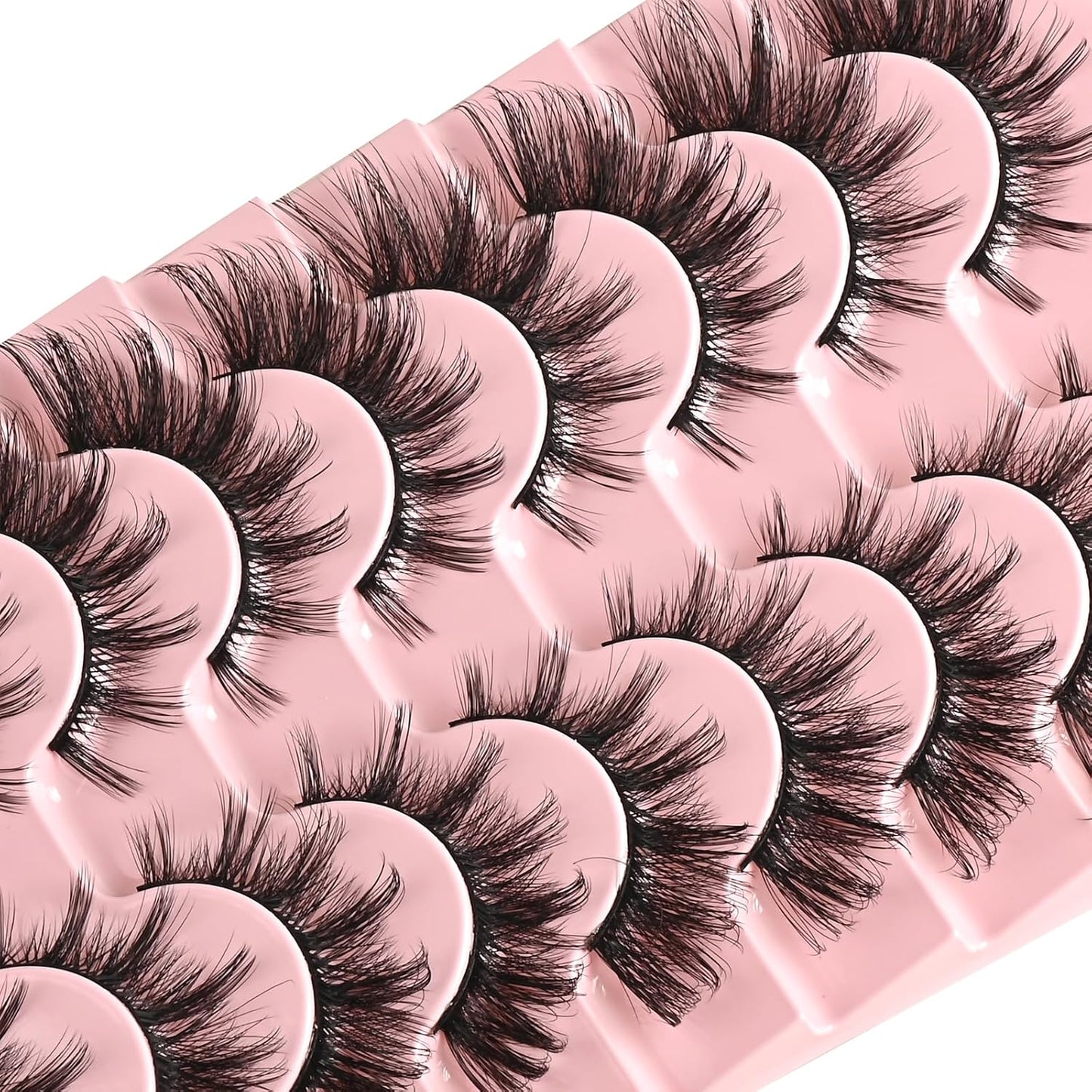 FARRED Natural Lashes Wispy False Eyelashes Fake Cat Eye Lashes Pack 10 Pairs Natural Look Lash Strips Fluffy Mink Eyelash Full Strip Lashes (C2 | 8-16MM)