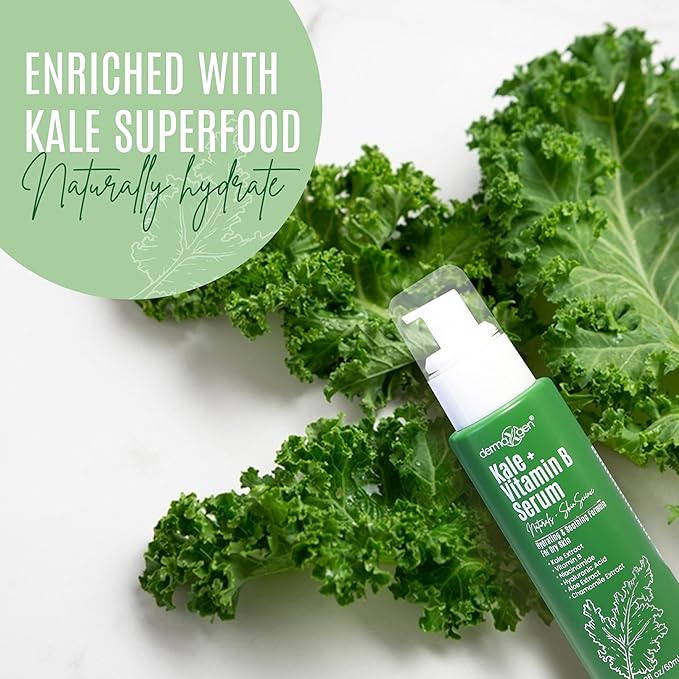Soothing Skin Care Serum - Kale and Vitamin B Serum - Brightening Serum for All Skin Types - Hydrating Serum with Niacinamide, Hyaluronic Acid - Facial Serum Unclogs Pores, Combats Dryness
