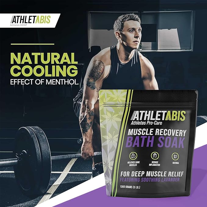 Epsom Salt for Soaking - Sore Muscle Soak, [3lb] Magnesium & Hemp Oil Bath Salts for Sore Muscle Relief, Post-Workout, Relaxation, & Foot Soak – for Women & Men (Lavendar)