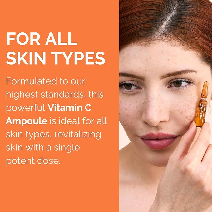 Noche Y Dia Vitamin C Ampoule Oil - Anti Aging Face Moisturizer Serum with Ascorbic Acid - Hydrate and Firm Skin - Boost Collagen - 12 x 2mL (.07 fl oz)