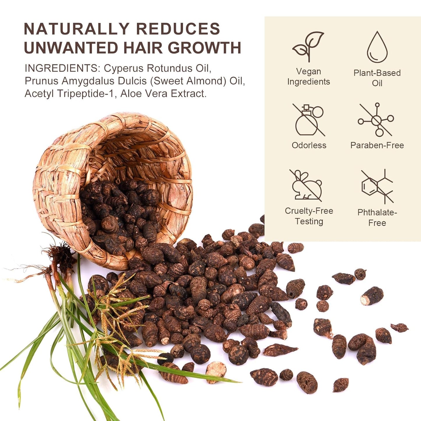 2 Pack Cyperus Oil, Cyperus Oils for Hair Removal, Cyperus_ Rotundus_Oil Natural with Dropper, Reducing Body Hair Growth, Moisturizing & Soothing Skin, 4 Fl oz