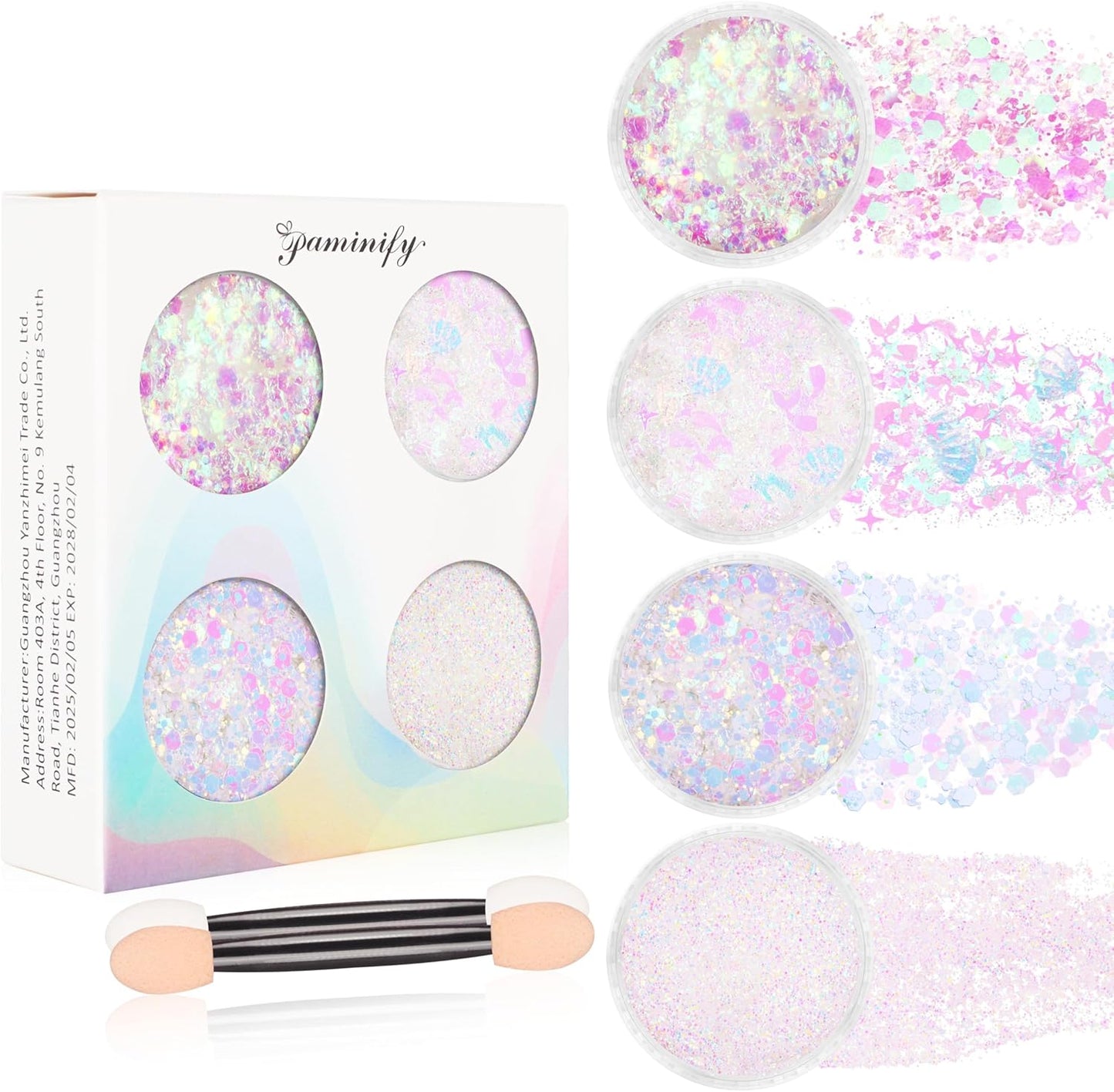 Mermaid White Face Glitter Gel,10g/pc 4 Styles Body Glitter for Kids,Mardi Gras Outfits Sparkling Hair Glitter Cheer Makeup Glitters Rave Festival Accessories,40g/1.41 oz