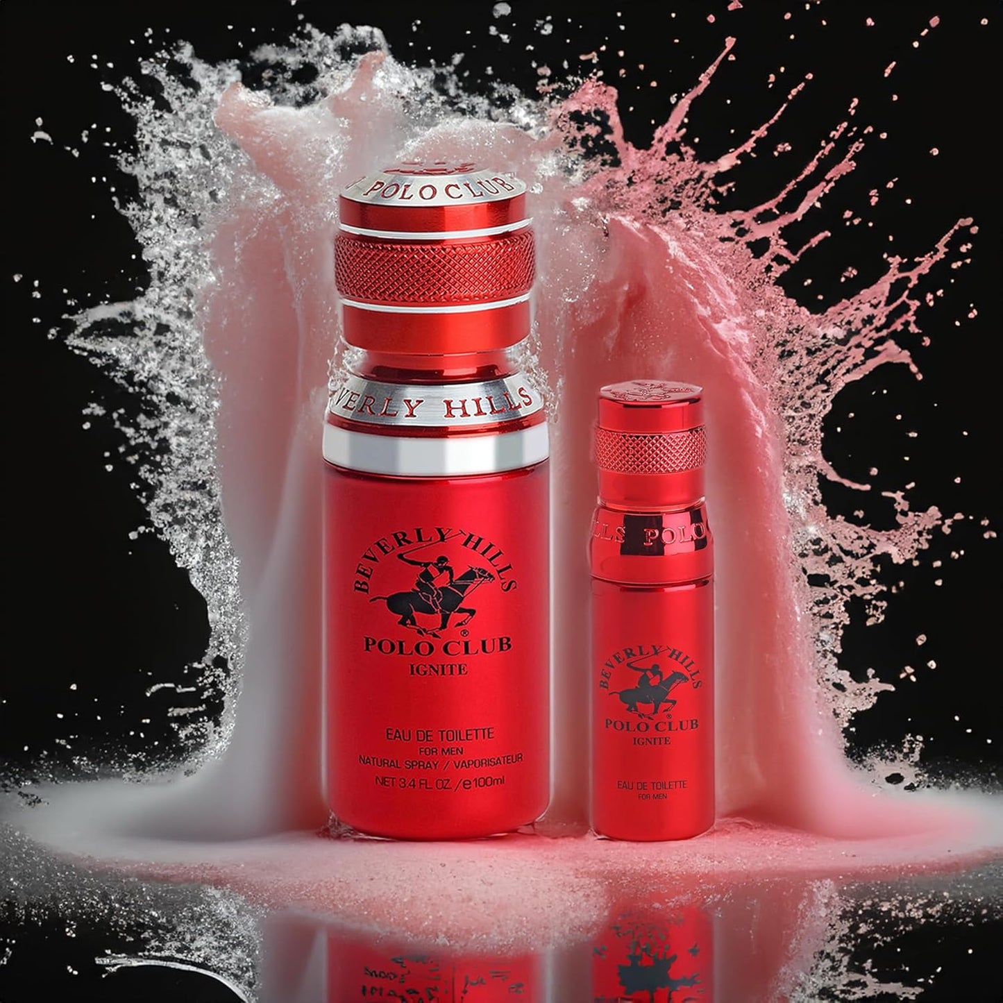 Beverly Hills Polo Club Ignite Men's Cologne Bonus Pack - Designer Eau De Toilette Spray Set 3.4oz & Travel 0.5oz - Long-Lasting, Alluring, Signature Fragrance for the Modern Man