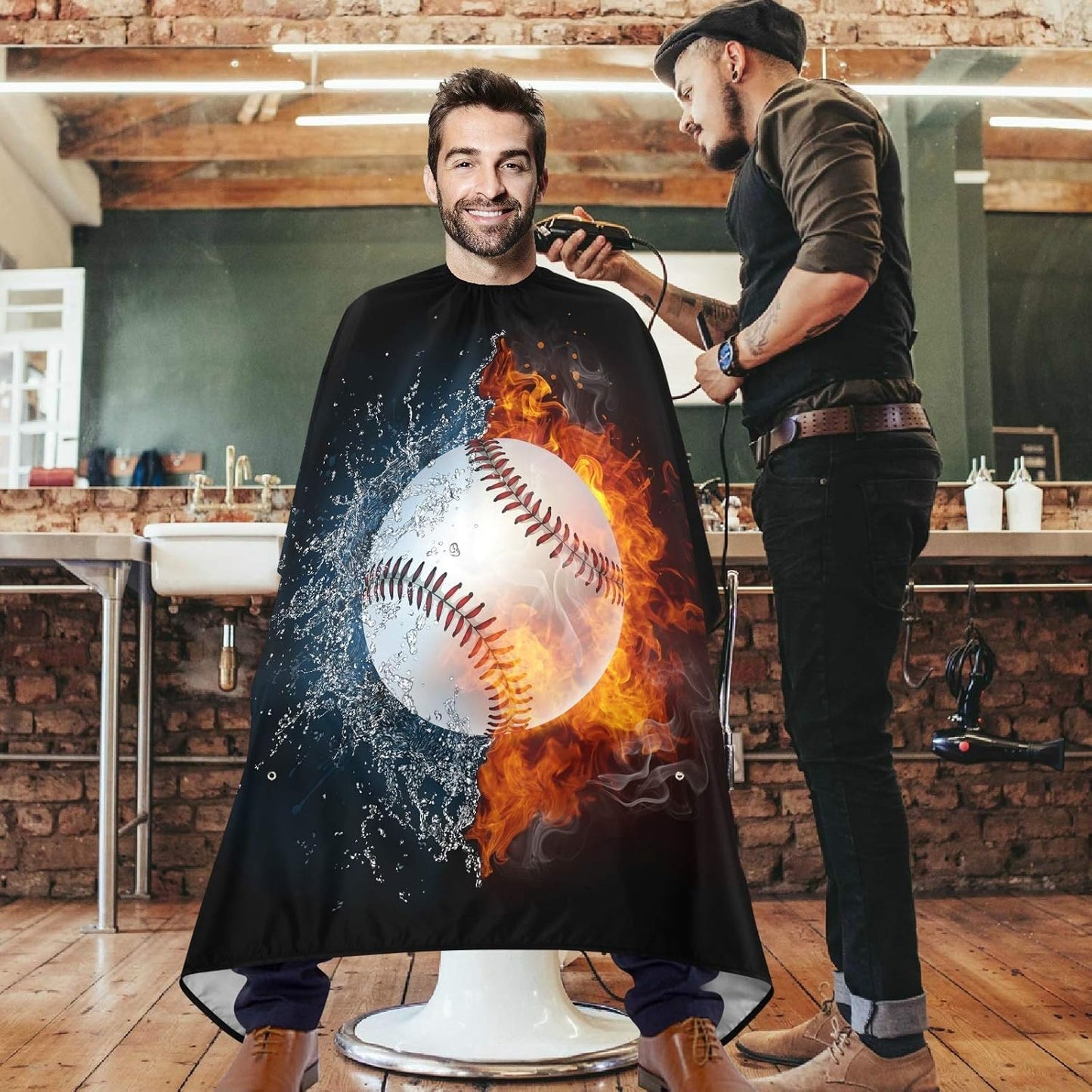 visesunny Professional Barber Cape Polyester Hair Cutting Clippings Catcher Grooming Cape Apron for Shaving Trimming For Men