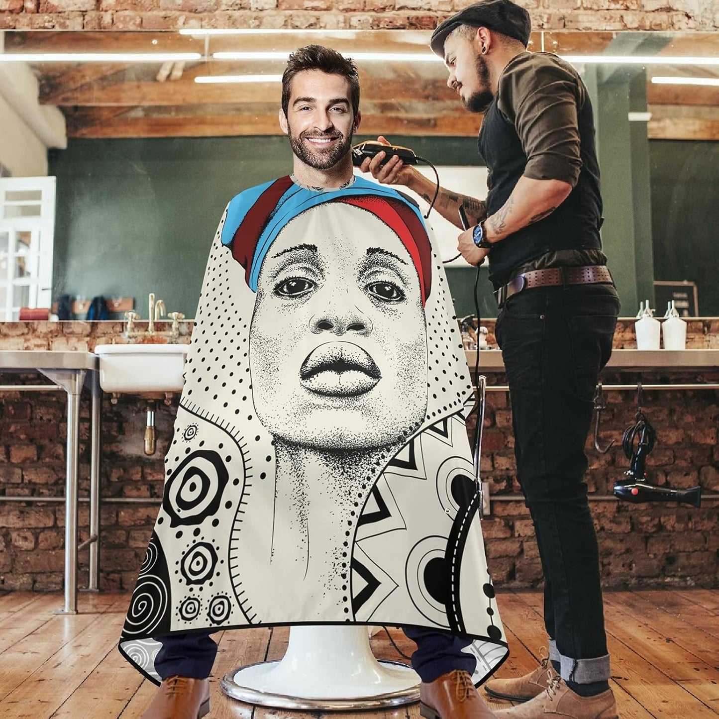 Barber Capes Polyester Hair Cutting Salon Cape with Snaps Beard Bib Hairdresser Gown Stylist Cape For Men Women