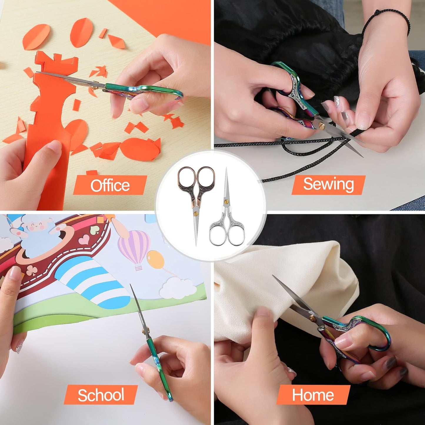 Facial Small Hair Grooming Beauty Scissors,2pcs 5 inch Comestic Cutting shears for Men and Women,Hair Trimming,Beard,Nose Hair,Eyelash,Sewing,Embroidery,Craft, Art Work & Everyday Use