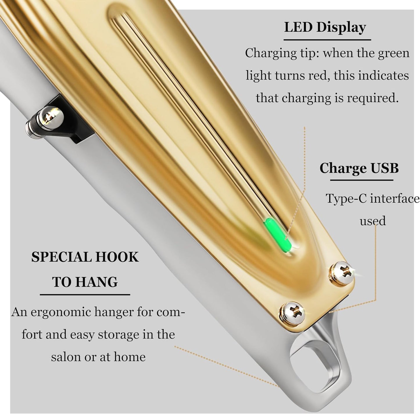 KEMEI Professional Beard & Hair Trimmer for Men, Cordless T-Blade Trimmers, Electric Hair Clippers for Barbers and Stylists, All Body Grooming-Model 1949 Gold