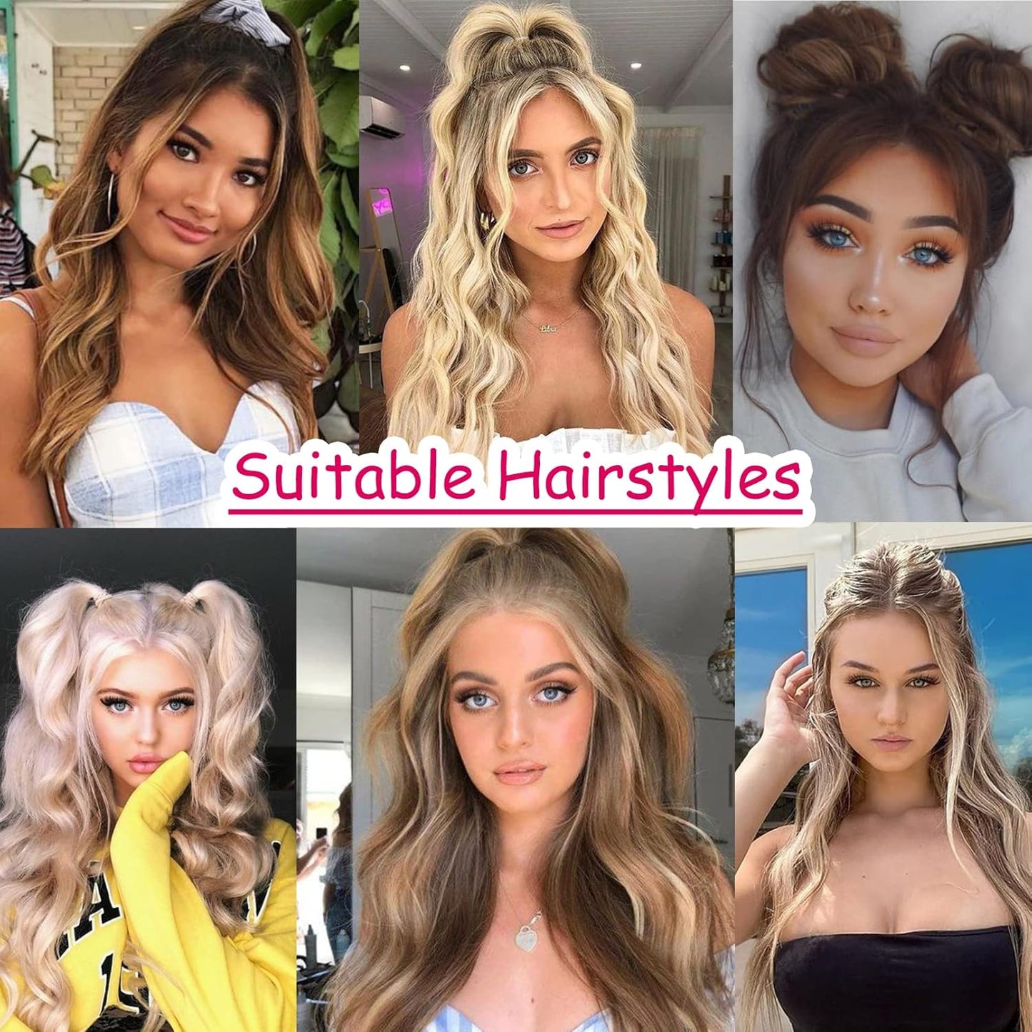 REECHO Side Air Bangs, 12 inch Long Wavy Curly Clip in Bangs Front Side Bangs for Women Daily Use 2 PCS Set Long Temples (Bleach Blonde)