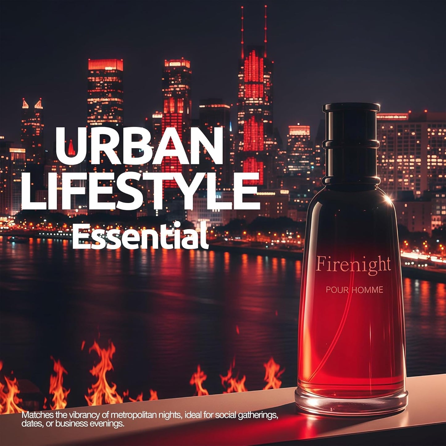 Cologne for Men Firenight 3.4 Fl Oz Eau de Parfume Natural Body Spray Noted with Nutmeg Flower, Lavender, Cedar, Chamomile, Mandarin Orange Fragrance Men's Perfume for Day & Night Use